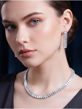 Rhinestone Crystal Necklace and Earrings Set